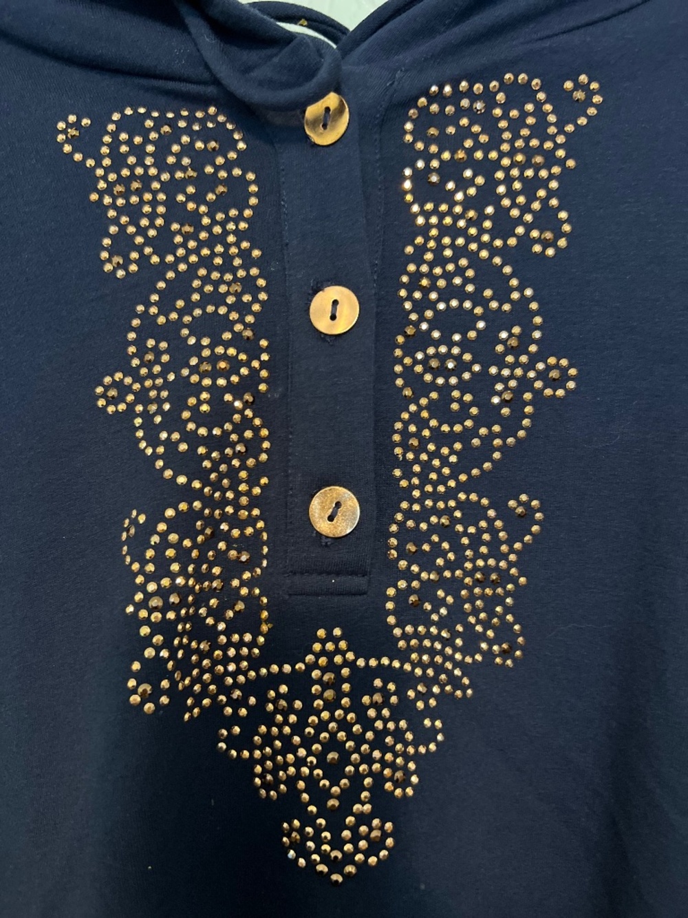 Susan Graver Artison Navy Tunic Hoodie 3X